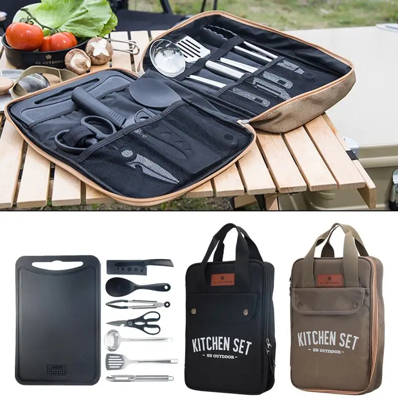 Camping Cooking Hardware - 8pcs Camping Kitchen Cookware Set Portable
