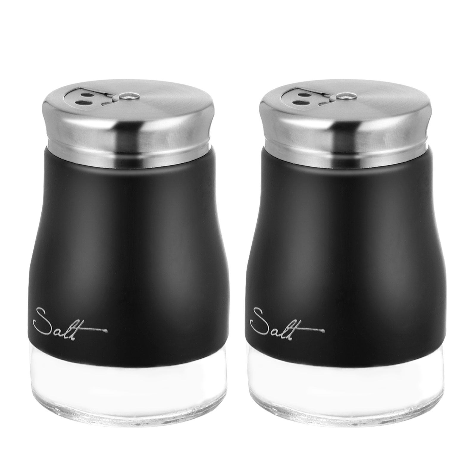 Camping Cooking Area - 2Pcs Glass Salt Shaker Set Stainless