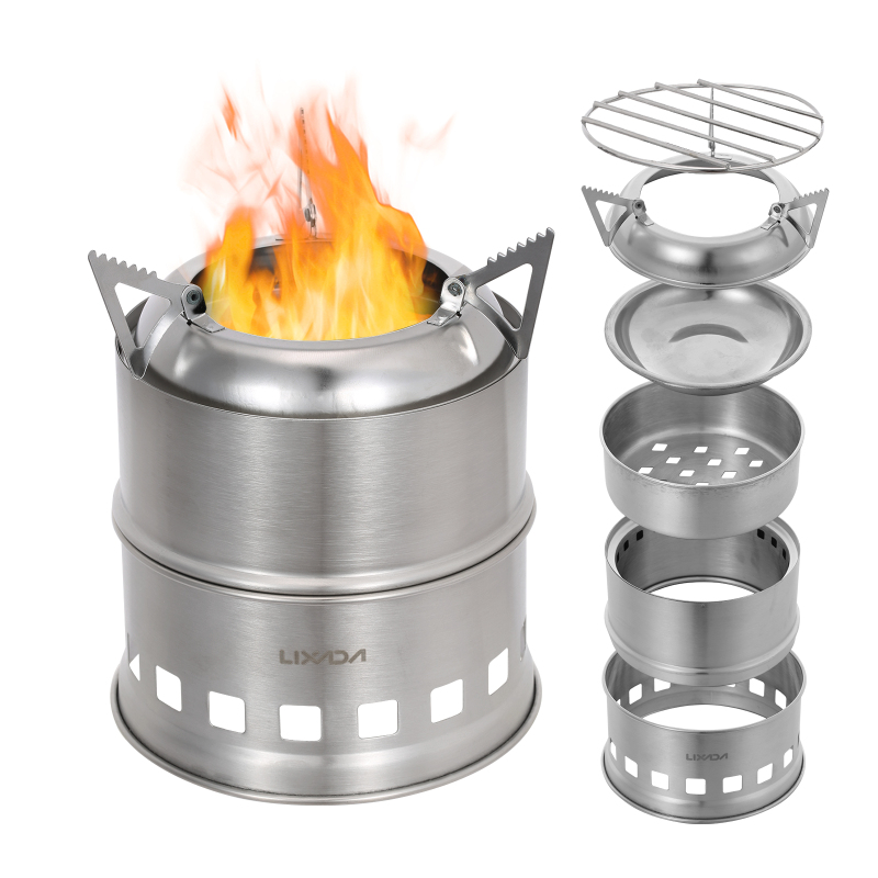 Lixada Stainless Steel Wood St - Camping Cooking Butane recension och pris
