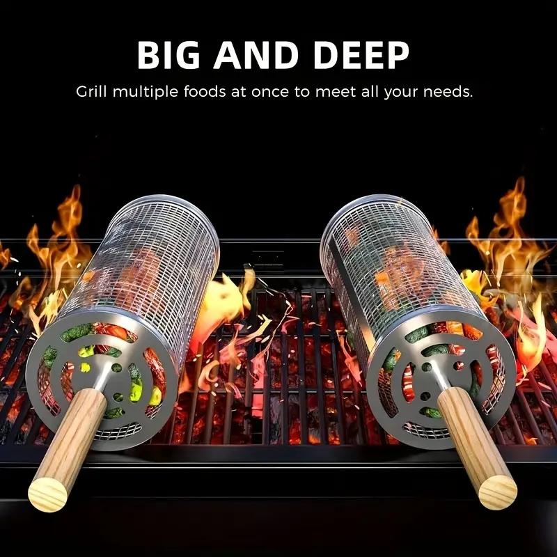 Stainless Steel BBQ Grill Bask - Camping Cooking Area recension och pris