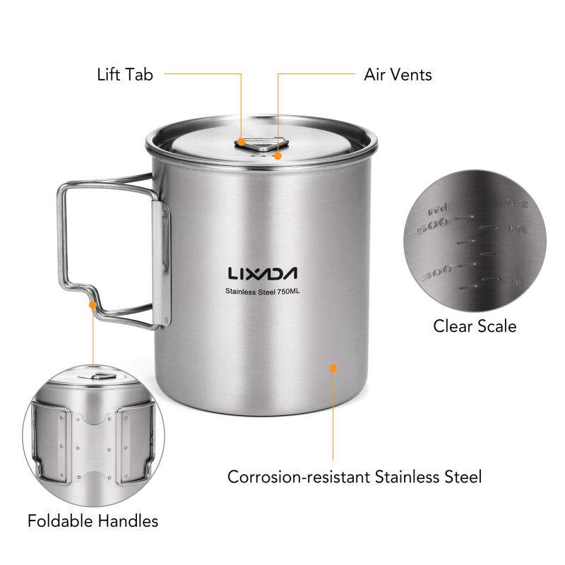 Lixada 750ml Cup Outdoor Stain - Camping Cooking Handle recension och pris